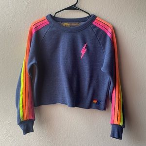 Aviator Nation Bolt Embroidery Classic Cropped Crew Sweatshirt